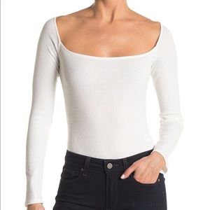 Square neck long sleeve body suit